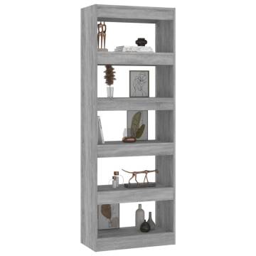 Sleek Concrete Grey Book Cabinet & Room Divider | HipoMarket