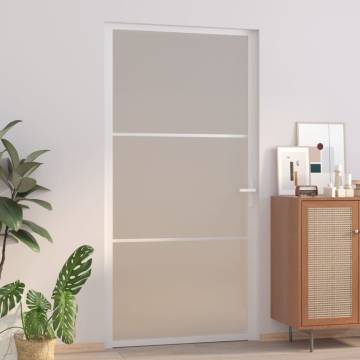 Stylish White Matt Glass and Aluminium Interior Door 102.5x201.5 cm