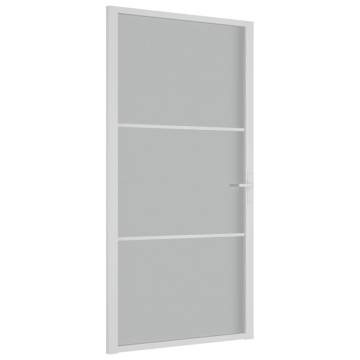 Stylish White Matt Glass and Aluminium Interior Door 102.5x201.5 cm