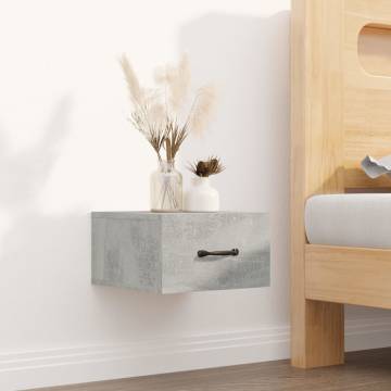 Wall-Mounted Bedside Cabinets - Concrete Grey Set of 2