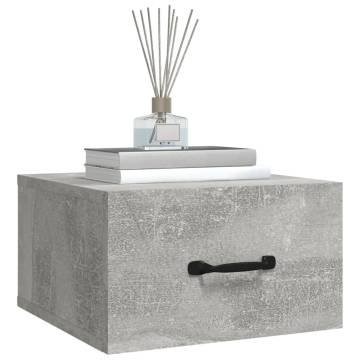 Wall-Mounted Bedside Cabinets - Concrete Grey Set of 2