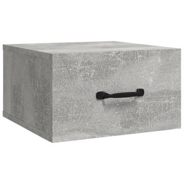 Wall-Mounted Bedside Cabinets - Concrete Grey Set of 2