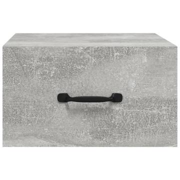 Wall-Mounted Bedside Cabinets - Concrete Grey Set of 2