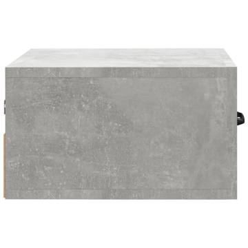 Wall-Mounted Bedside Cabinets - Concrete Grey Set of 2