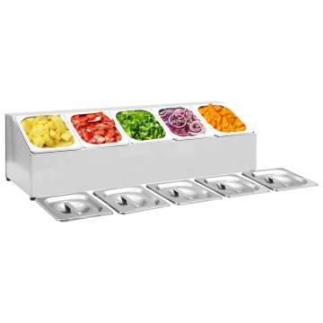 Gastronorm Container Holder with 5 GN 1/6 Pan - Stainless Steel