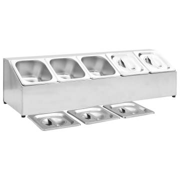 Gastronorm Container Holder with 5 GN 1/6 Pan - Stainless Steel