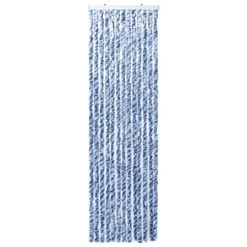 Blue and White Insect Curtain - 90x200 cm Chenille | Hipo Market