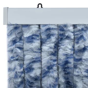 Blue and White Insect Curtain - 90x200 cm Chenille | Hipo Market