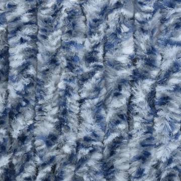 Blue and White Insect Curtain - 90x200 cm Chenille | Hipo Market