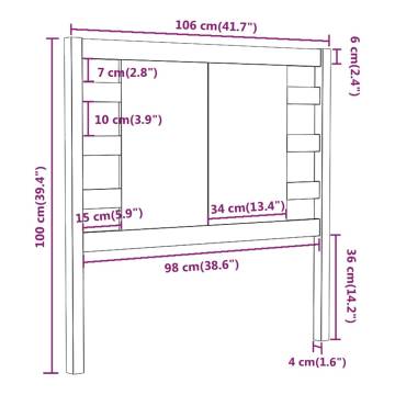 Headboard Black 106x4x100 cm Solid Wood Pine | HipoMarket