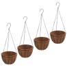 Hanging Planters 4 pcs with Coco Liners - Stylish Black Steel