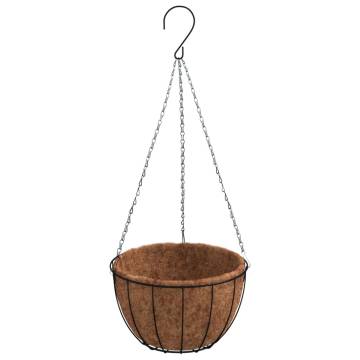 Hanging Planters 4 pcs with Coco Liners - Stylish Black Steel