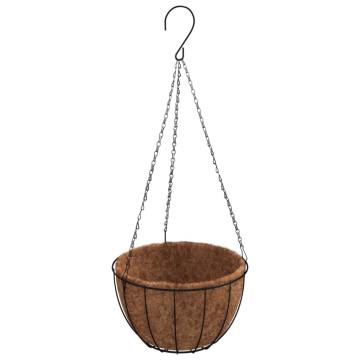 Hanging Planters 4 pcs with Coco Liners - Stylish Black Steel