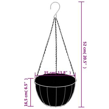 Hanging Planters 4 pcs with Coco Liners - Stylish Black Steel