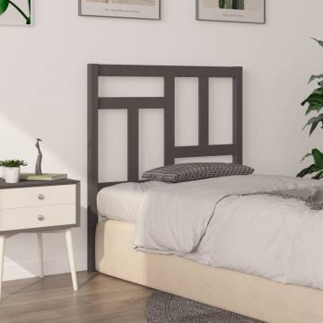 Stylish Grey Bed Headboard - Solid Pine Wood - 80.5x4x100 cm