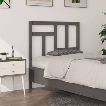 Stylish Grey Bed Headboard - Solid Pine Wood - 80.5x4x100 cm