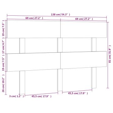 Grey Solid Wood Pine Bed Headboard - 138x3x81 cm