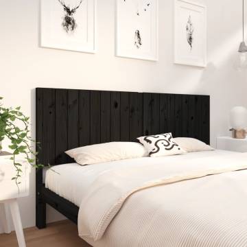 Stylish Black Solid Wood Bed Headboard - 185.5x4x100 cm