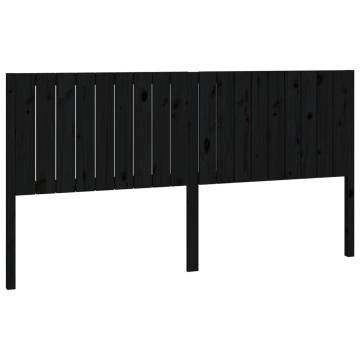 Stylish Black Solid Wood Bed Headboard - 185.5x4x100 cm