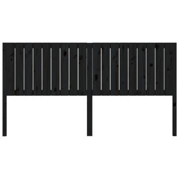 Stylish Black Solid Wood Bed Headboard - 185.5x4x100 cm