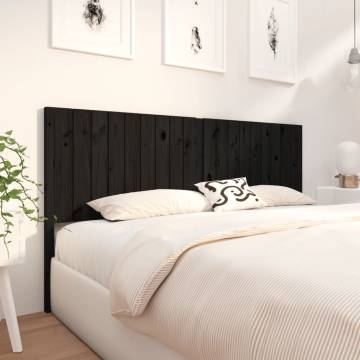 Stylish Black Solid Wood Bed Headboard - 185.5x4x100 cm