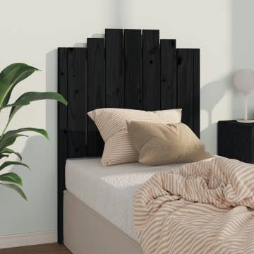 Stylish Black Bed Headboard - Solid Pine Wood 81x4x110 cm