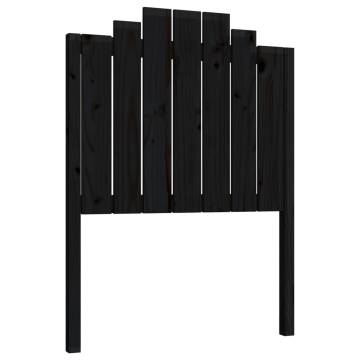 Stylish Black Bed Headboard - Solid Pine Wood 81x4x110 cm