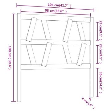 Stylish Honey Brown Pine Bed Headboard - 106x4x100 cm