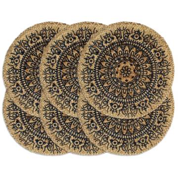 Placemats 6 pcs Dark Blue 38 cm Round Jute | Hipo Market