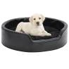 Dog Bed Black 69x59x19 cm Plush and Faux Leather Colour black Size 69 x 59 x 19 cm 