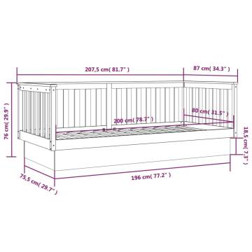 Day Bed White 80x200 cm - Solid Pine Wood | Hipomarket