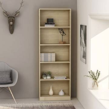 5-Tier Book Cabinet Sonoma Oak - Modern Storage Solution