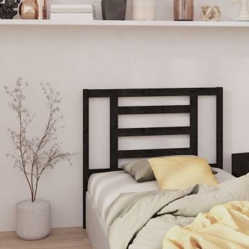 Stylish Black Pine Wood Bed Headboard - 106x4x100 cm