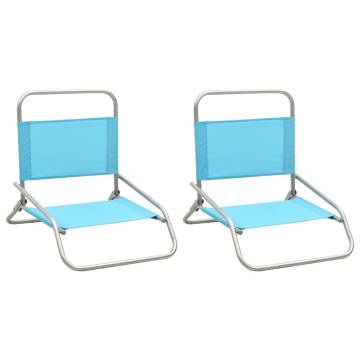 Folding Beach Chairs Set - 2 pcs Turquoise Fabric | Hipomarket