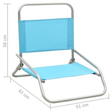 Folding Beach Chairs Set - 2 pcs Turquoise Fabric | Hipomarket