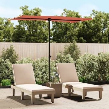 Outdoor Parasol with Aluminium Pole - 180x110 cm Terracotta