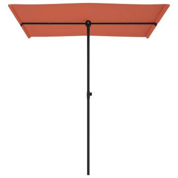 Outdoor Parasol with Aluminium Pole - 180x110 cm Terracotta