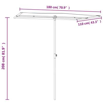 Outdoor Parasol with Aluminium Pole - 180x110 cm Terracotta