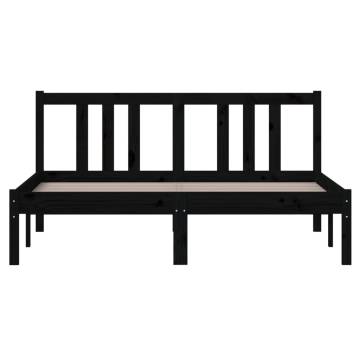 Black Solid Wood Bed Frame 135x190 cm Double - HipoMarket