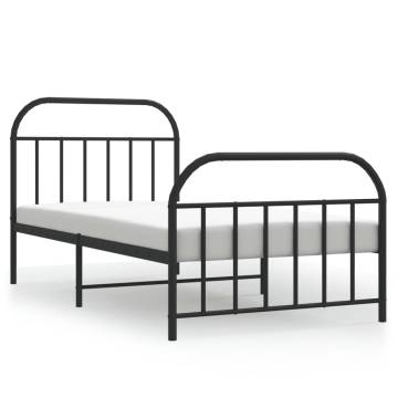 Metal Bed Frame with Headboard & Footboard – Black 107x203 cm