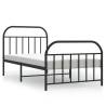 Metal Bed Frame with Headboard & Footboard – Black 107x203 cm