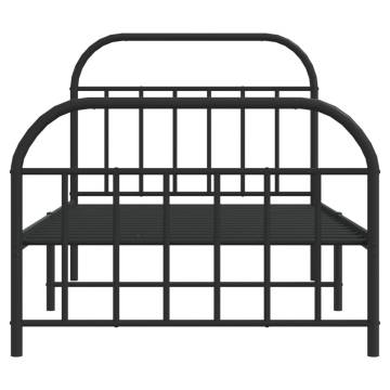 Metal Bed Frame with Headboard & Footboard – Black 107x203 cm