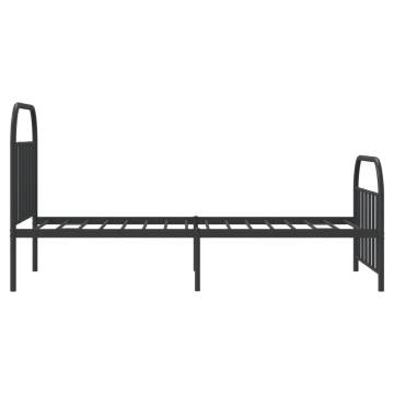 Metal Bed Frame with Headboard & Footboard – Black 107x203 cm