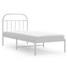 Elegant White Metal Bed Frame with Headboard - 80x200 cm