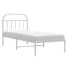 Elegant White Metal Bed Frame with Headboard - 80x200 cm