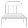 Elegant White Metal Bed Frame with Headboard - 80x200 cm