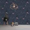 DUTCH WALLCOVERINGS Flamingo Wallpaper - Petrol Blue