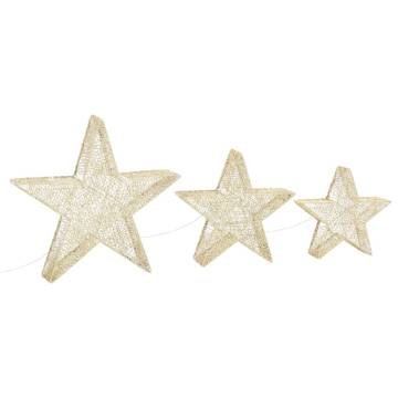 Gold Mesh LED Christmas Stars - 3 pcs for Festive Decor