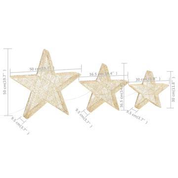 Gold Mesh LED Christmas Stars - 3 pcs for Festive Decor