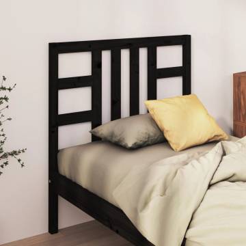 Stylish Black Bed Headboard - Solid Wood Pine 106x4x100 cm